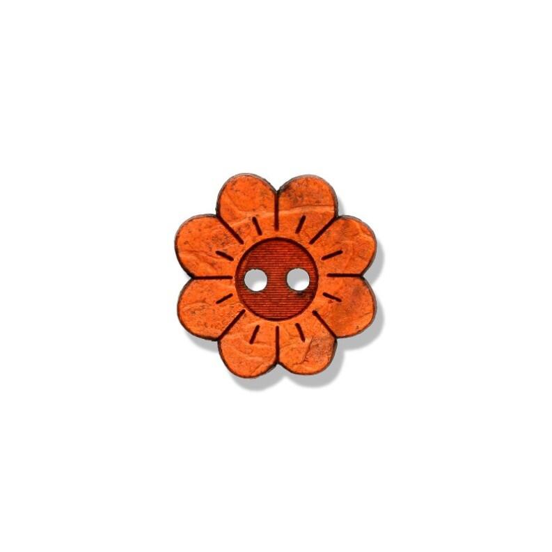Kokosknopf 14mm  Blume  Orange