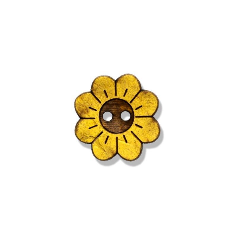 Kokosknopf 14mm   Blume   Gelb