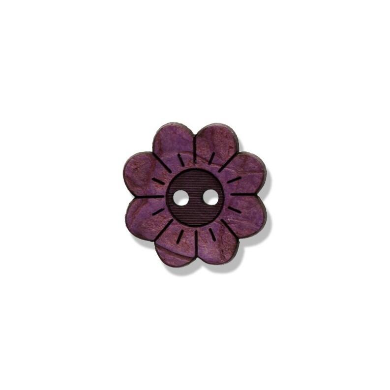 Kokosknopf 14mm  Blume  Lila