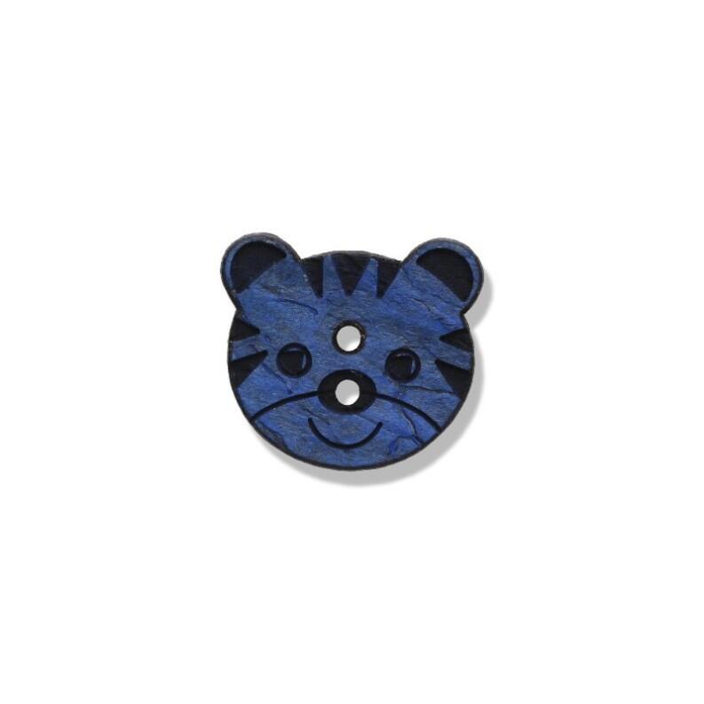 Kokosknopf 15mm  Kleiner Tiger  Blau