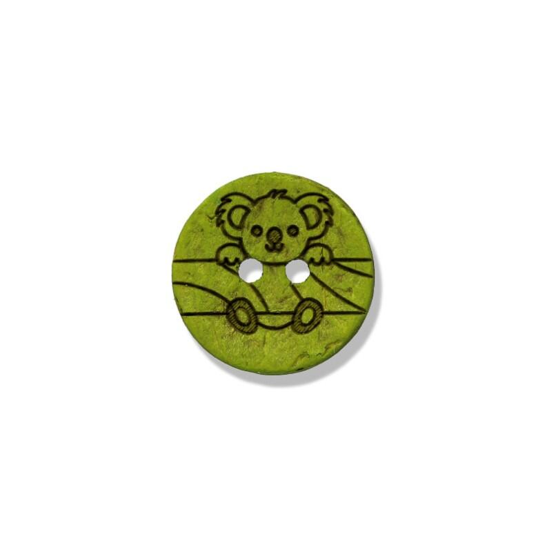 Kokosknopf 15mm  Koala  Grün