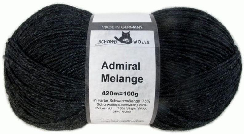 Schoppel Wolle Admiral 4-fach Melange Sockengarn Farbe Schwarzmelange