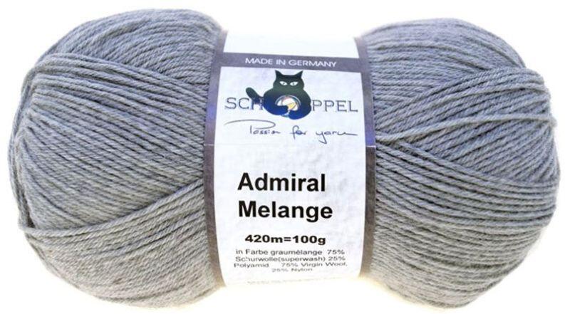 Schoppel Wolle Admiral 4-fach Melange Sockengarn Farbe Hellgrau melange