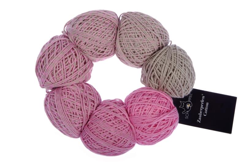 Schoppel Wolle Zauberperlen® Cotton 100g 7 Miniknäuel im Farbverlauf Pianissimo Pink - Taupe