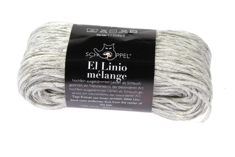 Schoppel Wolle El Linio MELANGE 50g Leinen-Bändchengarn Farbe: Weiß melange