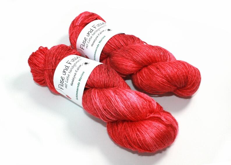 FuF Handdyed-Edition - Schimmernde Merino handgefärbt 100g Farbe: Süße Kirschen