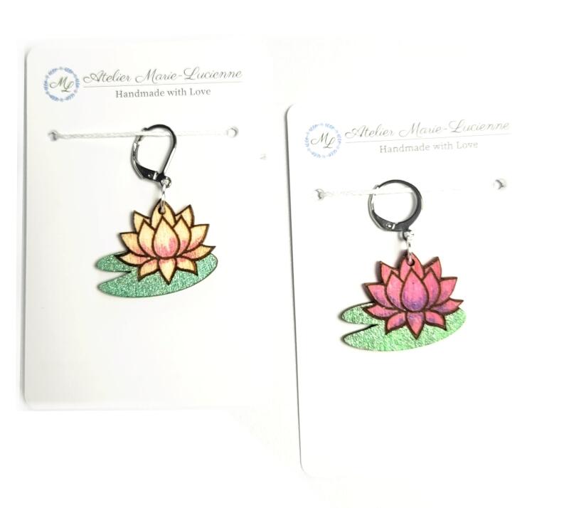 Handgefertigte Maschenmarkierer aus Holz - Wasserlilie