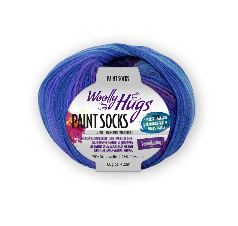 Woolly Hugs Paint Socks 100g Farbe: 209 royal/türkis