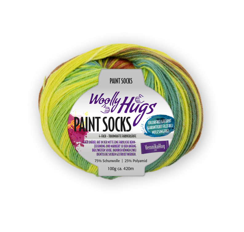 Woolly Hugs Paint Socks 100g Farbe: 211 neon