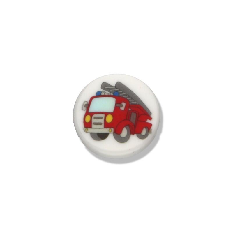 Kunststoffknopf Feuerwehr 15mm mit Öse Farbe: weiß