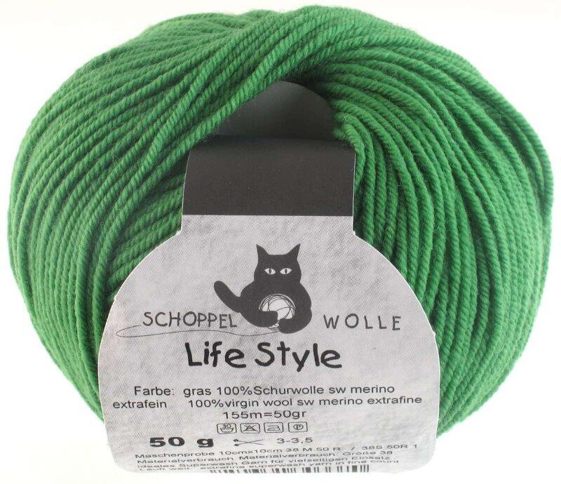 Schoppel Life Style uni - Wolle extra fein vom Merinoschaf in vielen schönen Farben gras