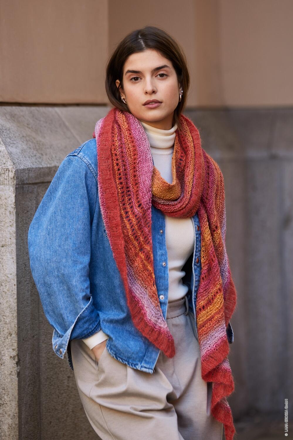 Lana Grossa Tücher und Co. Nummer 06 Modell 18 Tuch aus Silkhair und Mare